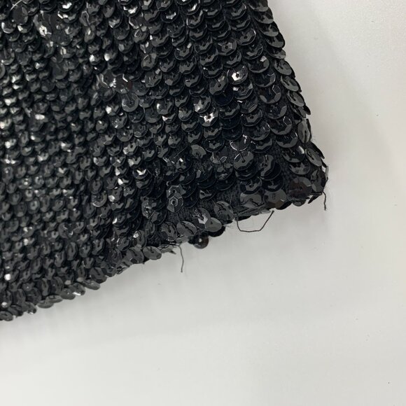 Valentina 60s Black Wool Sequin Sleeveless Shift Dress | Size L/XL - Picture 5 of 14